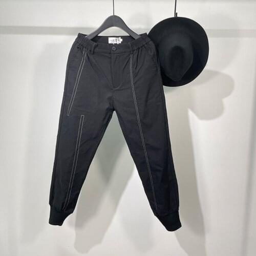 Owen Seak Men Casual Pencil Pants High Street Wear Mens Clothing England Sweatpants Preppy Autumn Winter Cross Black Pants