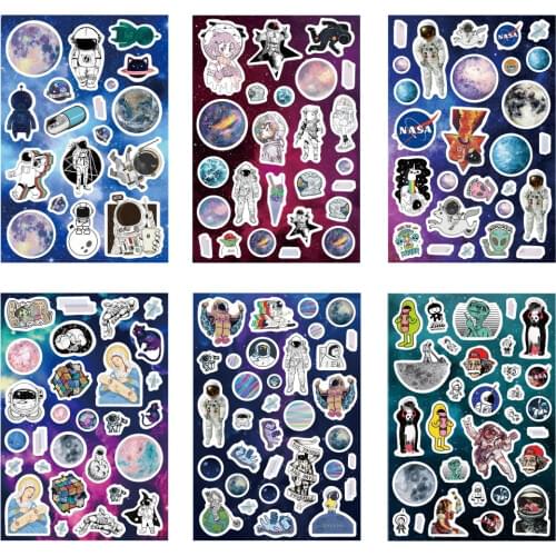 Laser Pad Stickers Set Universe Girl Space Trip Galaxy Explore Planet Sticker Diary Decoration Home DIY Art Kids Gift A6843