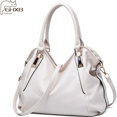 GUANGHUIXB Women 2021 New Casual Soft Leather Tote Bag Large Capacity Ladies Fashion Trendy One-shoulder Messenger Handbag