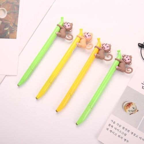 Novelty Stationery Cartoon Monkey Banana Cute Gel Pen 0.5 Mm Student Signature Pen Gift Office Stationery School Supplies 4pc