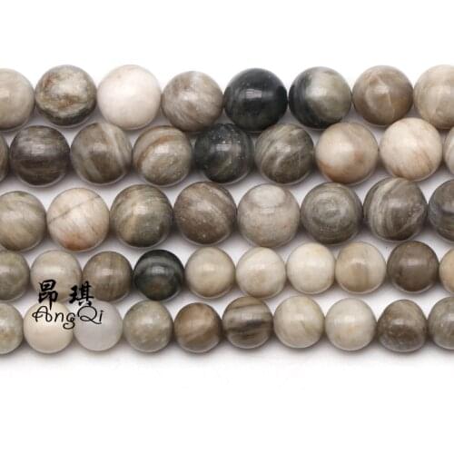 New Arrival Gray Beads Natural Grey Wood Striped Agates Round Loose Beads for Jewelry Making DIY Charm Bracelet Strand 8 10mm