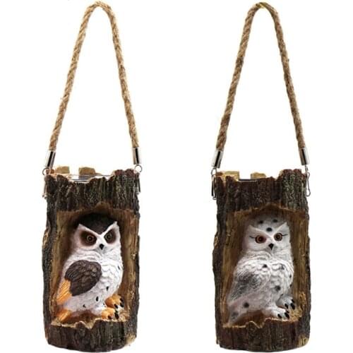New Products Resin Solar Tree Stump Owl Lawn Night Light Solar Outdoor Light Solar Garden Light
