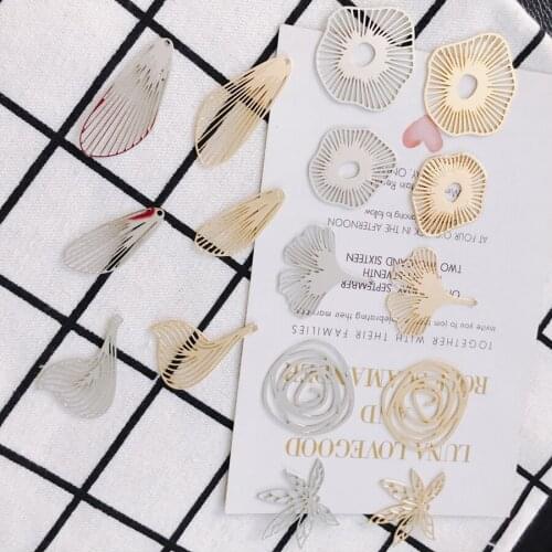 KC Gold Plated Earring Accessories Metal Charms Pendant Eardrop Components Necklace Diy Making Material Jewelry Finding 2pcs