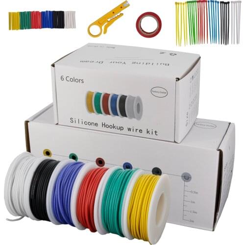 Soft Silicone Wire 30/28/26/24/22/20/18AWG Flexible Silicone Wire Cable 6 colors/Box Electrical Copper Wire for DIY Appliances