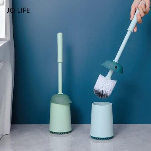 JO LIFE Long Handle Soft Bristles Bird Shape Toilet Brush with Base Quick Drain Cleaning Brush Bathroom Accessories