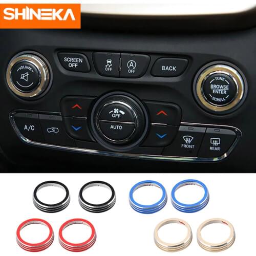 SHINEKA Interior Mouldings For Jeep Grand Cherokee 2014-2016 CD Switch Button Knob Ring Trims Covers For Dodge Durango 2014