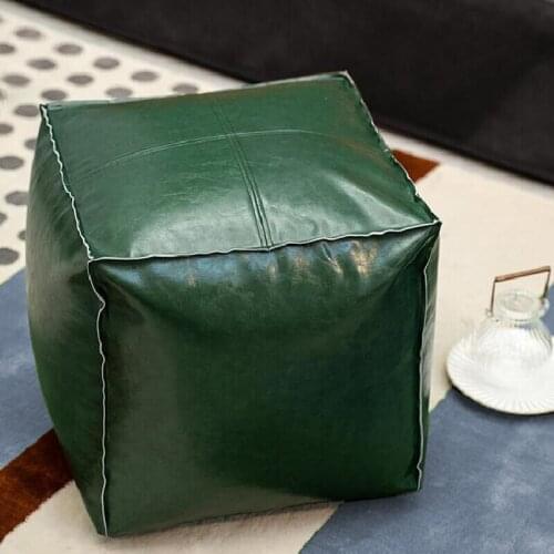 Nordic Square Faux PU Leather Sitting Pier Cover Pure Simple Lazy Cushion Home Living Room Practical Decor Chair Stool Cover