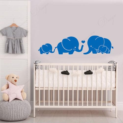 Elephant Family Group Wall Sticker Vinyl Cartoon Home Decor For Kids Room Bedroom Nursery Decals Removable Murals Wallpaper 4313