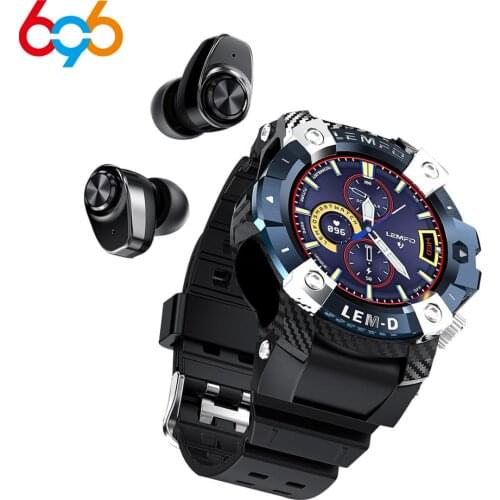 696 2020 LEMD Smart Watch Men Bluetooth 5.0 Earphones 360*360 Full Touch HD Screen Sport Smartwatch For Android iOS