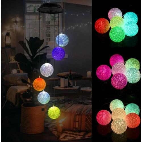 Solar Lamp Outdoor Light Led Wind Chime Crystal Ball Yard & Garden Decoration Color Changing Lights Waterproof Christmas Wedding
