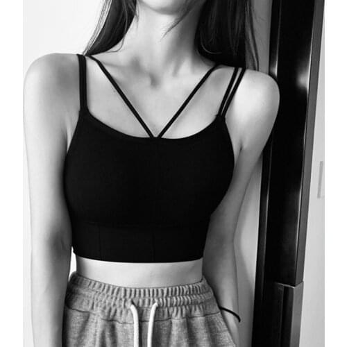 Sexy Cross Camisole Tube Top Women Beauty Back Padded Wrap Chest Tank Top Summer Sports Outer Wear Vest Underwear