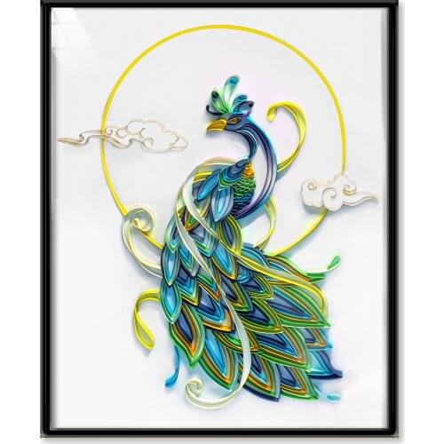 UNIQUILLING 3D Peacock Quilling Paper Paintings Creative Wall Decor DIY Quilling Paper Crafts Gifts Quilling Paper Tools Kits