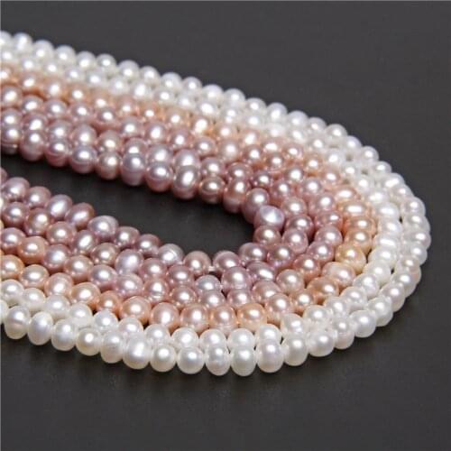 High quality 4-5mm white purple champagne Natural round Freshwater loose Pearls Beads for jewelry making DIY Bracelets Necklaces