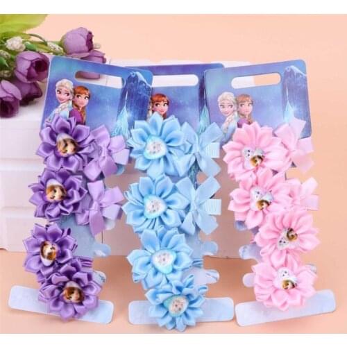4pcs Disney cartoon Frozen hair clip Elsa doll accessories headwear girl birthday gift head rope hair ring cosmetic hair circle