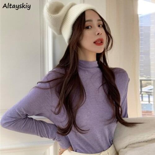 T-shirts Women Various Colors Ulzzang Spring-autumn Leisure Korean Style Skinny Fashion Student Female High Street Mujer Hipster