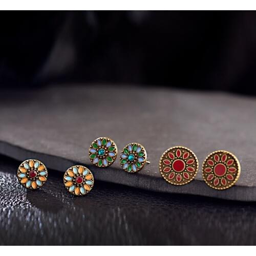 2019 Ethnic Womens Lovely Flower Oorbellen Summer Stud Earrings Set Ethnic Boho Earrings Jhumka Earrings Jewelry
