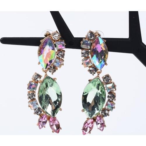 ZA Crystal Drop Earrings For Women Maxi Multicolor Statement Bijoux Female Wedding Party Vacation Gifts Pendientes