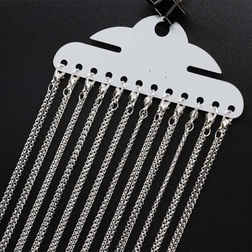 12pcs/pack 2mm Gold Silver Rhodium Rolo Chain Necklace Bulk with Lobster Clasps Copper Link Chains for Jewelry Making Findings