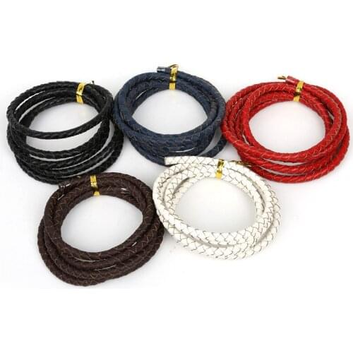 5mm 1M Round Woven Leather Rope Genuine Leather Cord Jewelry Findings For Jewelry Making Necklace Bracelet DIY