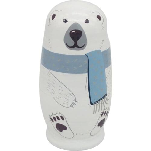 5Pcs Animal Matryoshka Home Decor Collection Nesting Doll Hand Painted Russian