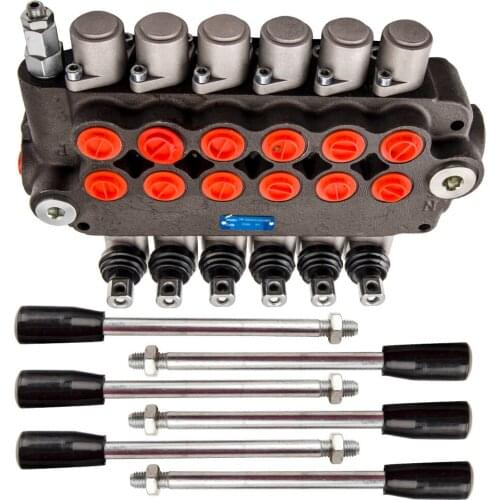 6 Spool Hydraulic Directional Control Valve 21GPM (80l/min) 6P80 + 2 Joysticks