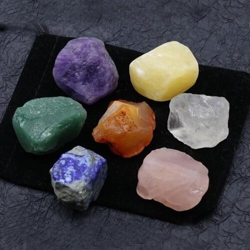 7pcs/Set Chakra Reiki Natural Crystal Stone Irregular Polishing Rock Quartz Yoga Energy Ore Mineral Healing Home Decoration Gift
