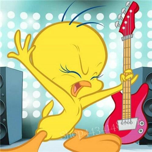 MHD 5d diy diamond painting cartoon duck guitar full square / round rhinestone 3d diamond embroidery mosaic decoration