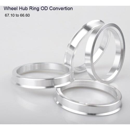 Aluminum Hub Ring 4 Pcs Center Rings Aluminum Alloy Centric Hub Ring OD 67.1MM to ID 66.6MM