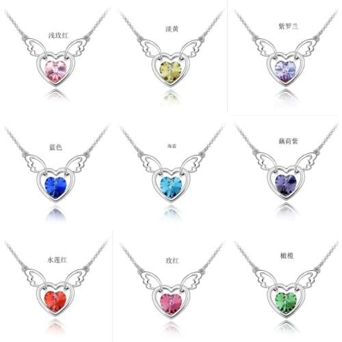 2021 NewStereo Guardian angel Crystal From Swarovskis Locks Chain 925 Silver Wedding jewelry Necklace Valentine Gift