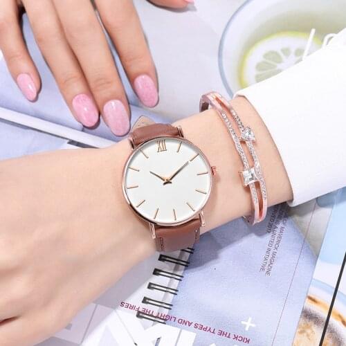 Large dial bar nail face ladies belt watch fashion ultra-thin 2 needles Roman scale quartz watch