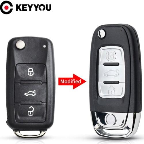 KEYYOU 20x 3 BNT Modified Filp Folding Remote Key Shell Case For VOLKSWAGEN VW Caddy Eos Golf Jetta Beetle Polo Up Tiguan Touran