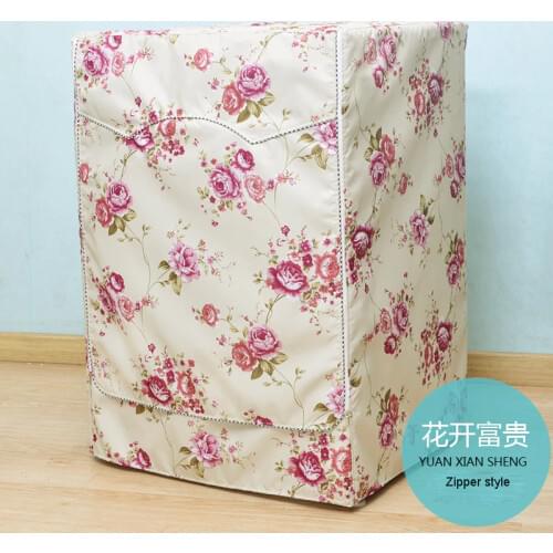 Waterproof Sunscreen Cover For Washing Machine Dryer Cover Peony Pattern Drum Washer Universal Home Protective Cover