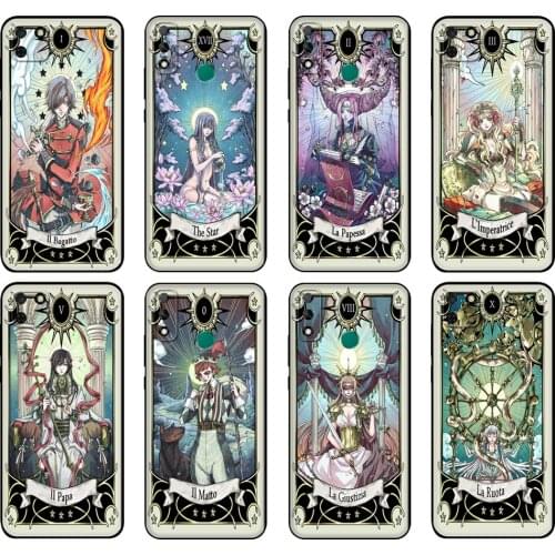 Black tpu Case For Huawei Y9S Y6S Y8S Y5P Y7P Y8P Case For Huawei Y5 lite Prime 2018 Y6 2019 Cover Tarot card moon star