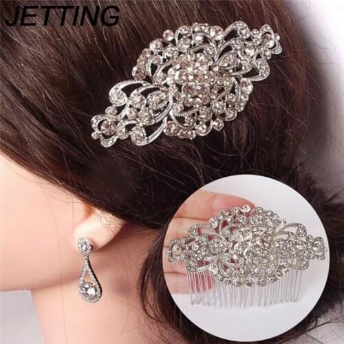 Floral Crystal Hair Combs Wedding Hair Jewelry for Women Bridal Hairpins Hair Accessories Tiara for Brides