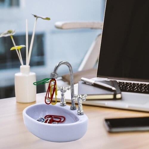 Paper Clip Holder with Magnetic Top Multifunctional ABS Office Durable Ornamental Sink Shape Paper Clip Dispenser