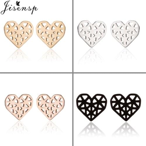 Jisensp Simple Fashion Broken Heart Stud Earrings Romantic Peach Heart Stainless Steel Earrings for Women Men Best Gift
