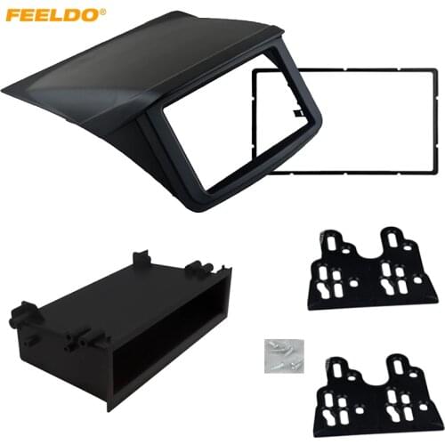 FEELDO 2DIN Stereo Panel Mounting Trim Kit Frame Fascia With 1DIN Spacer Pocket For Mitsubishi Pajero Sport/Montero Sport #1641
