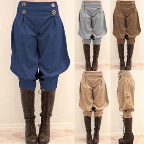 Women Medieval Renaissance Viking Pirate Pants Cosplay Costume Loose Pants Horseman Peasant Castaways Costume Bloomers Trousers