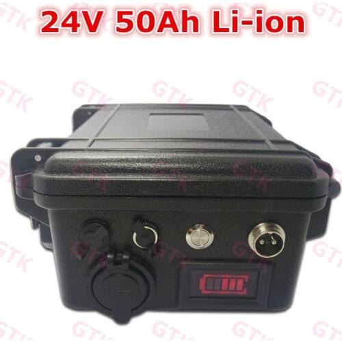 GTK 1200W 24v 50Ah 30Ah li-ion battery not lifepo4 portable case with BMS custom interface for e-bike scooter RV +charger