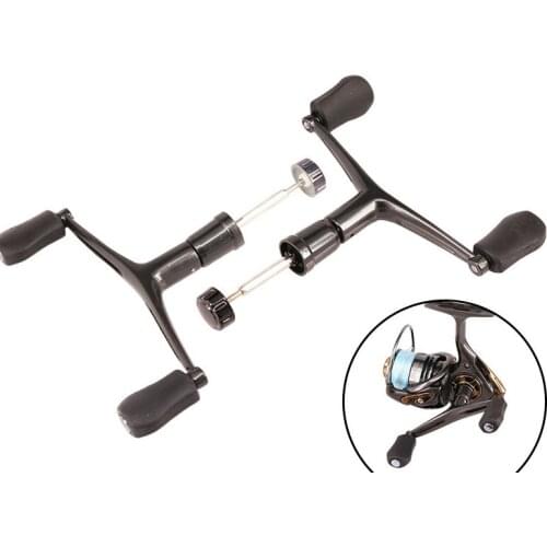 Metal Double Knobs Handle Fishing Spinning Reel Rocker Arm with Nut Handlebars Modified Accessories DIY Tool 2 Sizes