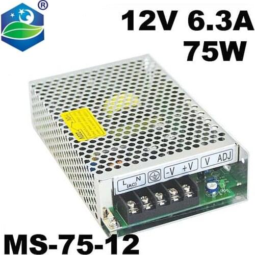 Mini size power supply with Short Circuit Protection MS-75-12 output 12VDC 6.3A mini LED drive power supply
