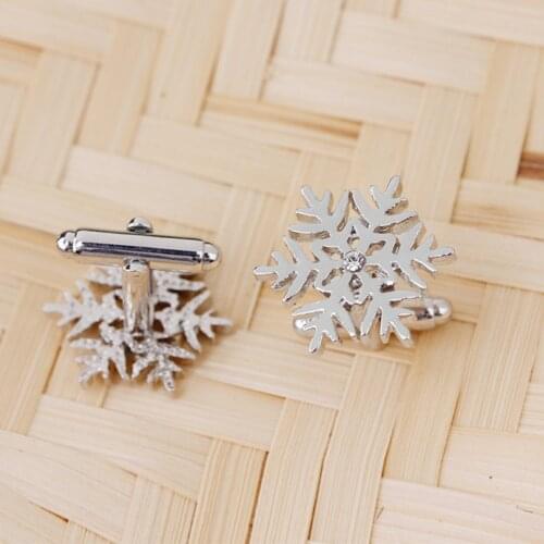 Mini Crystal Snowflake Cufflinks Mens Women Shirt Tie Clip Pin Exquisite Decor Cufflinks Accessories Winter Christmas Gift
