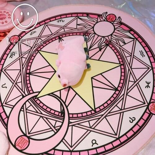Cartoon Card Captor Sakura Carpet Magic Array Rug Doormat Anti-Skid Soft Play Mat Plush Princess Round Carpets Floor Mat