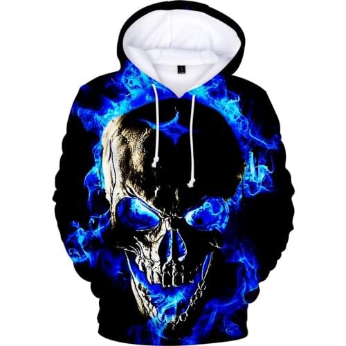 2021 Skull Hoodie Mens Boy Hoody Ms. Girl Sweatshirt Full Print 3D Fire and Skull Hip Hop Street Wearing Pullover Hoodies Top