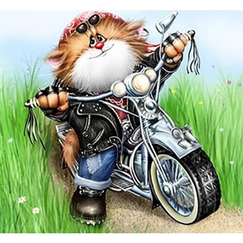 Cross Stitch Kit DIY Diamond Embroidery Motorcycle cat Full Square/round Diamond Painting Mosaic Home Decor