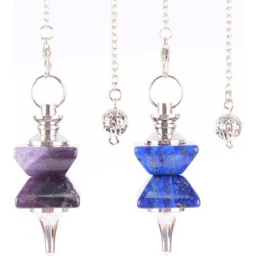 Natural Stone Swing Dowsing Pendulum Funnel Shaped Symmetry Splice Pyramid Healing Pendant Wicca Pendule for Women Men D679—D685