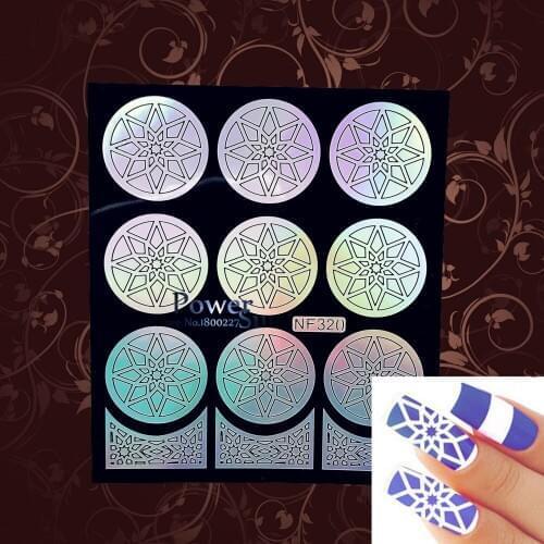 New Arrival Multiple-Use Nail Art Vinyls Stamping Template Tool Hollow Silver Template Stencil Stickers Guide Polish Manicure