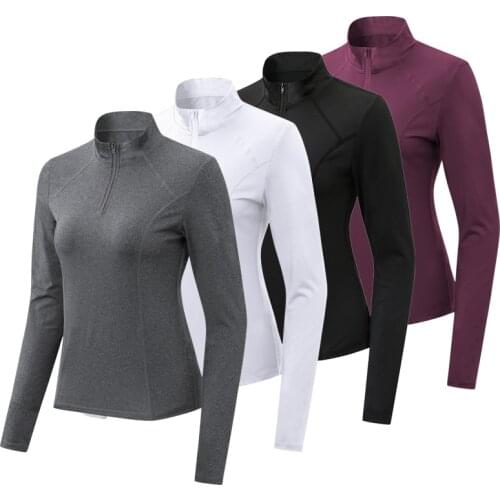 Autumn Long Sleeve Sports Jacket Women Yoga Shirts Zipper Design With Thumb Hole Fitness Top Coat Workout Running Gym Wear