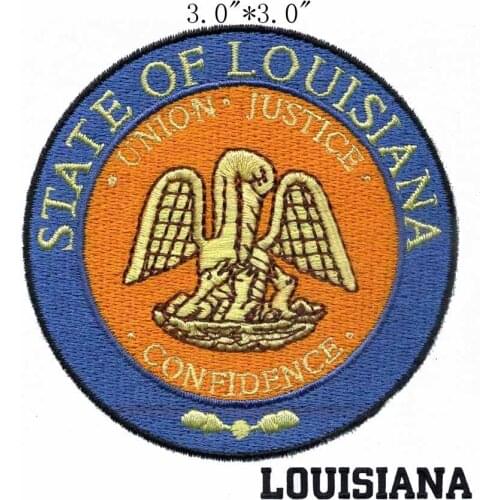 Louisiana State Seal 3" wide embroidery patch for beaded lace applique/goose/ready flying
