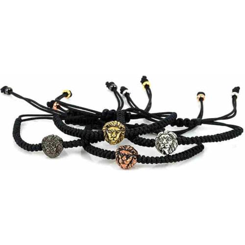 Braiding Bracelets for Men 24K Metal Plated Lion Head Charm Rope Weave Braided Bracelet Men Gift Fashion Simple Jewelry